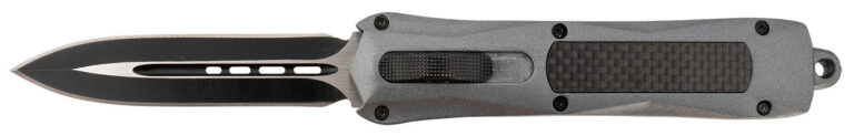 Steel River Knives A163BD Spartan  3.50″ OTF Dagger Plain Black/Silver 440C SS Blade/ Gray w/Carbon Fiber Inlay Aluminum Zinc Alloy Handle