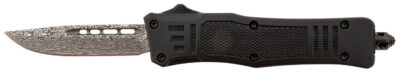 Steel River Knives MT616BDDP Spartan  Mini 2.75″ OTF Drop Point Plain Laser Etched Damascus 440C SS Blade/4.25″ Black Aluminum Zinc Alloy Handle