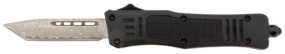 Steel River Knives MT616BRDAMT Spartan  Mini 2.75″ OTF Tanto Plain Real Damascus/4.25″ Black Aluminum Zinc Alloy Handle