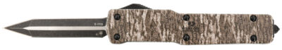 Templar Knife MAMOB121 Premium LW  Slim 3.16″ OTF Dagger Plain Black Oxide Stonewashed Powder Coated D2 Steel Blade, 4.93″ Mossy Oak Bottomland Aged Aluminum Handle