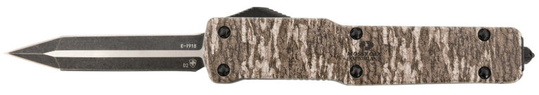 Templar Knife MAMOB121 Premium LW  Slim 3.16″ OTF Dagger Plain Black Oxide Stonewashed Powder Coated D2 Steel Blade, 4.93″ Mossy Oak Bottomland Aged Aluminum Handle
