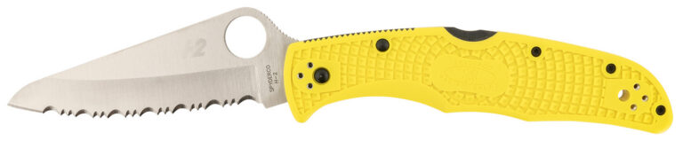 Spyderco C91SYL2 Pacific Salt 2 3.78″ Folding Serrated Stonewashed H2 Steel/Blade Yellow FRN Handle Spyderco C91SYL2 Pacific Salt 2 3.78″ Folding Serrated Stonewashed H2 Steel/Blade Yellow FRN Handle
