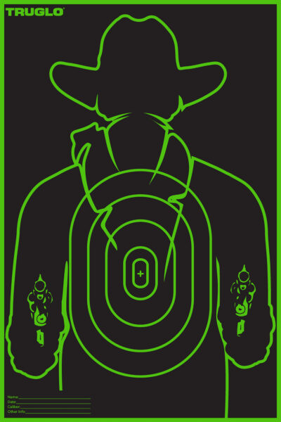TruGlo TG16A12B Tru-See Gunslinger Target Self-Adhesive Heavy Paper Black/Green 12″x18″ Cowboy 12 Pack