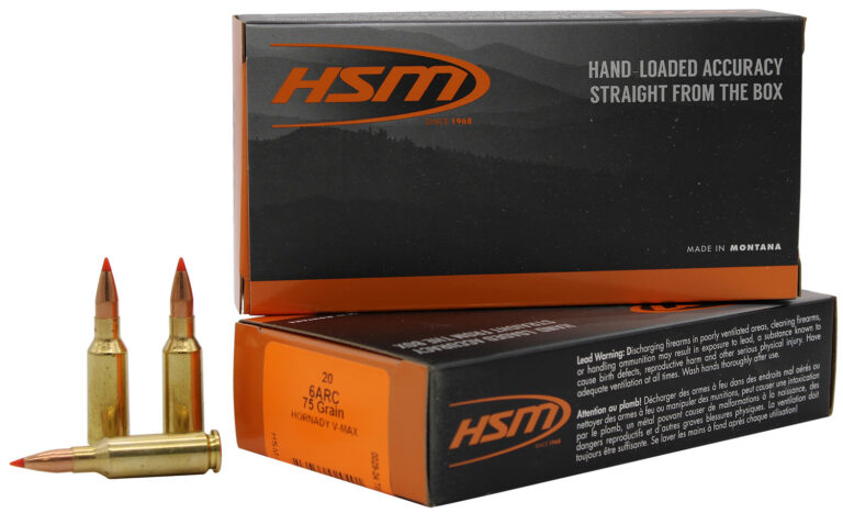 HSM 6ARC1N Centerfire Rifle V-Max 6mm ARC 75 gr Jacket Hollow Point 20 Per Box/ 25 Case HSM 6ARC1N Centerfire Rifle V-Max 6mm ARC 75 gr Jacket Hollow Point 20 Per Box/ 25 Case