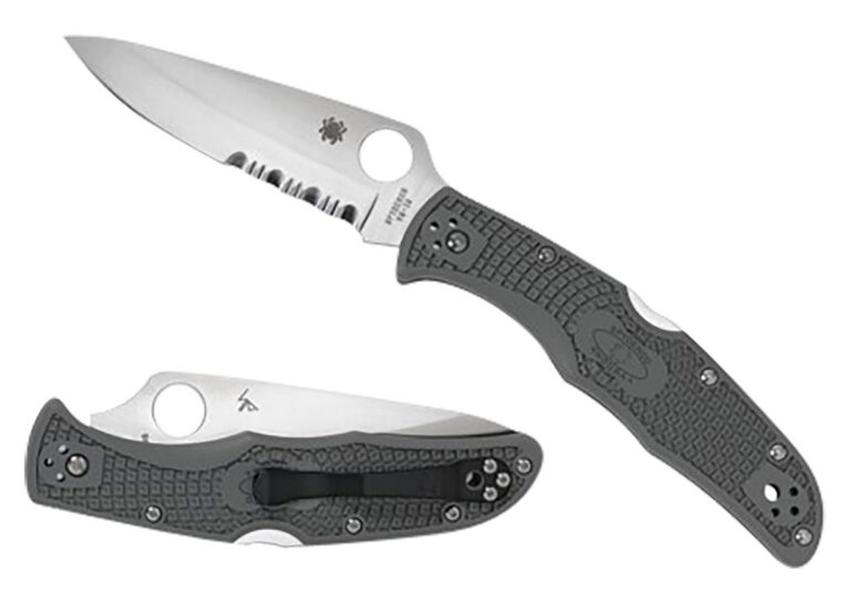 Spyderco C10PSFG Endura 4 Lightweight 3.75″ Folding Part Serrated Satin VG-10 SS Blade/Foliage Green Bi-Directional Texturing FRN Handle Includes Pocket Clip