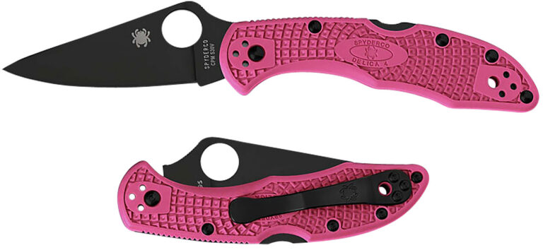 Spyderco C11FPPNS30VBK Delica 4 Lightweight 2.90″ Folding Plain Black TiCN CPM S30V SS Blade/Pink Textured w/Black Accents FRN Handle Includes Pocket Clip