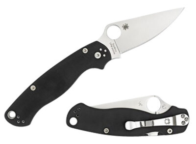 Spyderco C81GPLE2 Para Military 2  3.42″ Folding Plain Satin CPM S45VN SS Blade Black Textured G10 Handle Left Hand Includes Pocket Clip