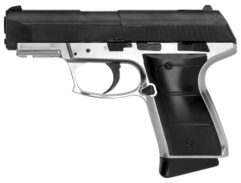 Daisy 985501442 5501 Powerline CO2 177 BB 15+1 430 fps, Smooth Bore Barrel, Black Slide, Silver Metal Frame with Pic. Rail, Molded Grips, Blade Front Sight, Manual Trigger Block Safety Daisy 985501442 5501 Powerline CO2 177 BB 15+1 430 fps, Smooth Bore Barrel, Black Slide, Silver Metal Frame with Pic. Rail, Molded Grips, Blade Front Sight, Manual Trigger Block Safety