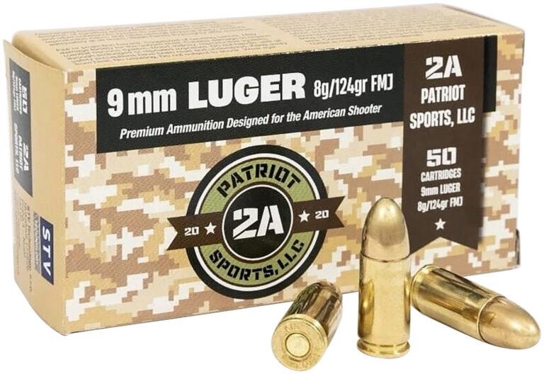 Patriot Sports 9mm 124gr FMJ Brass case 50/RD