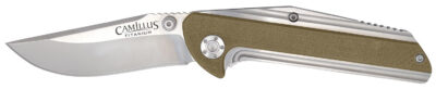 Camillus 19195 Sevens  2.75″ Folding Plain Silver AUS-8 Carbonitride Titanium Blade, Desert Tan/SS G10/SS Handle