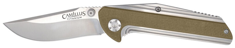 Camillus 19195 Sevens 2.75″ Folding Plain Silver AUS-8 Carbonitride Titanium Blade, Desert Tan/SS G10/SS Handle Camillus 19195 Sevens 2.75″ Folding Plain Silver AUS-8 Carbonitride Titanium Blade, Desert Tan/SS G10/SS Handle