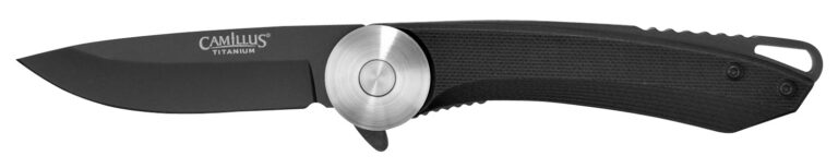 Camillus 19640 Cirque 2.75″ Folding Drop Point Plain Black AUS-8 Carbonitride Titanium Blade, Black G10 Handle Camillus 19640 Cirque 2.75″ Folding Drop Point Plain Black AUS-8 Carbonitride Titanium Blade, Black G10 Handle