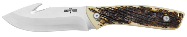 Camillus 19247 Western Crosstrail 4.25″ Fixed Gut Hook Plain Silver 420 Steel Titanium Bonded Blade, Stag/Antler Delrin Handle, Includes Belt Loop/Sheath Camillus 19247 Western Crosstrail 4.25″ Fixed Gut Hook Plain Silver 420 Steel Titanium Bonded Blade, Stag/Antler Delrin Handle, Includes Belt Loop/Sheath