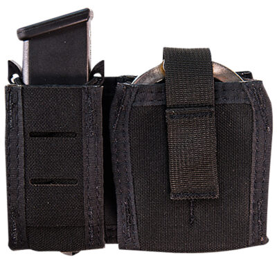 High Speed Gear 41P000BK TACO Duty Single Pistol & Handcuff Holder, Black Nylon with MOLLE Exterior, Fits MOLLE & 2″ Belt