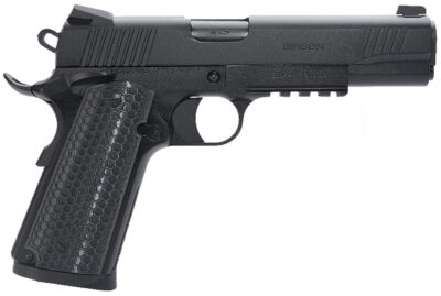 Girsan 392061 MC1911 S Untouchable Full Size Frame 9mm Luger 9+1 5″ Black Steel Barrel, Black Serrated Steel Slide & Frame w/Beavertail & Picatinny Rail, Black Polymer Grip