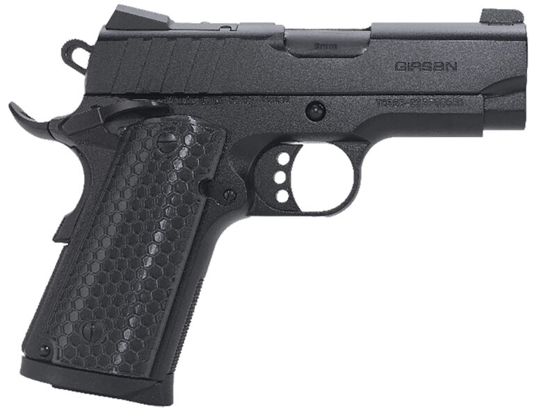 Girsan 391040 MC1911 SC Influencer Sub-Compact 9mm Luger 7+1 3.40″ Blued Steel Barrel, Black Cerakote Optic Ready/Serrated Steel Slide & Frame w/Picatinny Rail & Beavertail, Gray Polymer Grip
