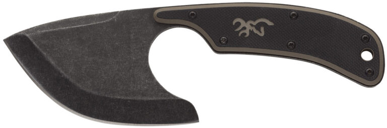Browning 3220323 Cutoff  2.50″ Fixed Skinner Plain Black Black Oxide Stonewashed 9Cr14MoV SS Blade, Black/Tan G10 Handle