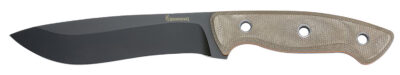 Browning 3220517B Desolation  Large 6″ Fixed Drop Point Plain Black Powder Coated 440C SS Blade, Tan Micarta Laminate Handle