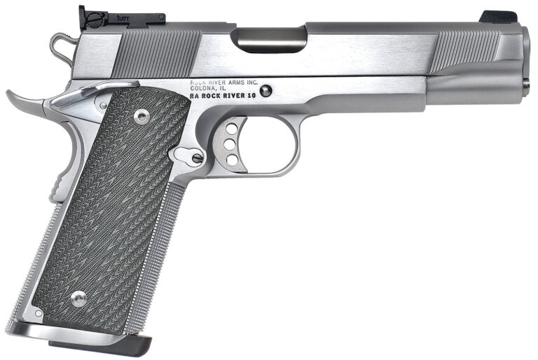 Rock River Arms PS2400 PS2400 Limited Match 45 ACP 7+1 5″ Stainless National Match Barrel, Brushed Chrome Steel Serrated Slide, Brushed Chrome Steel Frame w/Beavertail, Black G10 Grip, Ambidextrous Rock River Arms PS2400 PS2400 Limited Match 45 ACP 7+1 5″ Stainless National Match Barrel, Brushed Chrome Steel Serrated Slide, Brushed Chrome Steel Frame w/Beavertail, Black G10 Grip, Ambidextrous