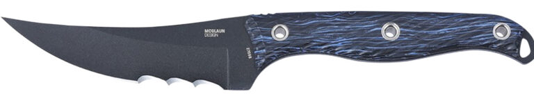 CRKT 2709B Clever Girl 4.60″ Fixed Veff Serrated Black Powder Coated SK-5 Steel Blade, Blue Marbled G10 Handle CRKT 2709B Clever Girl 4.60″ Fixed Veff Serrated Black Powder Coated SK-5 Steel Blade, Blue Marbled G10 Handle