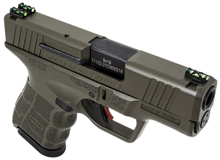 SAR USA SAR9SCOD SAR9 SC  Sub-Compact Frame 9mm Luger 12+1 3.30″ Black Steel Barrel, OD Green Cerakote Steel Optic Ready/Ported/Serrated Slide, OD Green Polymer Frame, Interchangeable Backstrap Grip