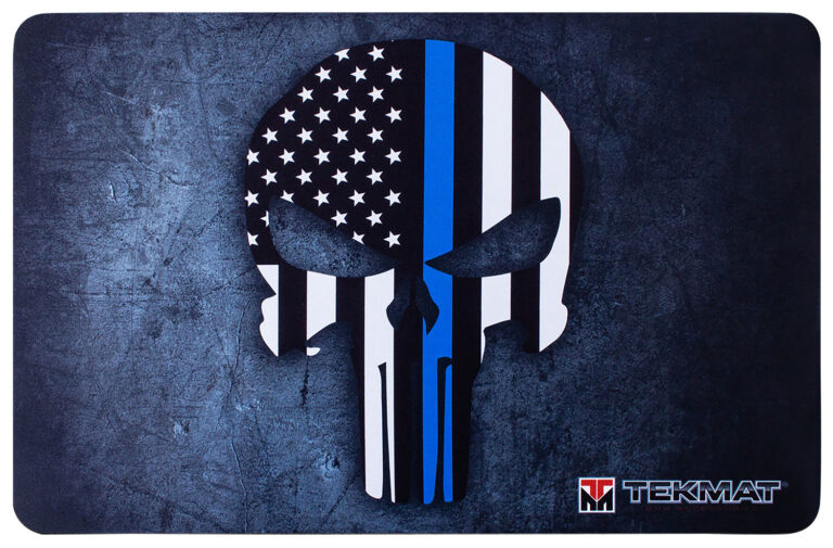 TekMat TEKR17PUNISHERBL Punisher Blue Line Cleaning Mat Black/White/Blue Rubber 11″x17″ Blue Line Punisher Skull TekMat TEKR17PUNISHERBL Punisher Blue Line Cleaning Mat Black/White/Blue Rubber 11″x17″ Blue Line Punisher Skull