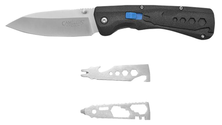 Camillus 19368 Inject 3.25″ Folding Drop Point Silver Carbonitride Titanium D2 Steel Blade, Black Textured Carbon Fiber Handle Camillus 19368 Inject 3.25″ Folding Drop Point Silver Carbonitride Titanium D2 Steel Blade, Black Textured Carbon Fiber Handle