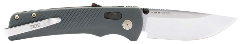 S.O.G SOG11181141 Flash AT EDC 3.45″ Folding Plain Satin Cryo D2 Steel Blade, Urban Grey GRN Handle, Peg Box Pkg S.O.G SOG11181141 Flash AT EDC 3.45″ Folding Plain Satin Cryo D2 Steel Blade, Urban Grey GRN Handle, Peg Box Pkg