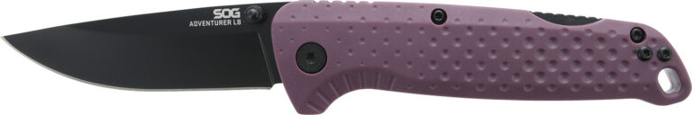 S.O.G SOG13110443 Adventure LB 3.50″ Folding Drop Point Plain Black TiNi 5Cr15MoV Blade, Dark Purple Textured GRN Handle S.O.G SOG13110443 Adventure LB 3.50″ Folding Drop Point Plain Black TiNi 5Cr15MoV Blade, Dark Purple Textured GRN Handle