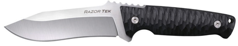 Cold Steel CSFX5RZR Razor Tek EDC 5″ Fixed Clip Point Plain Satin 4116 Krupp SS Blade, 4.63″ Black Textured Cold Steel CSFX5RZR Razor Tek EDC 5″ Fixed Clip Point Plain Satin 4116 Krupp SS Blade, 4.63″ Black Textured