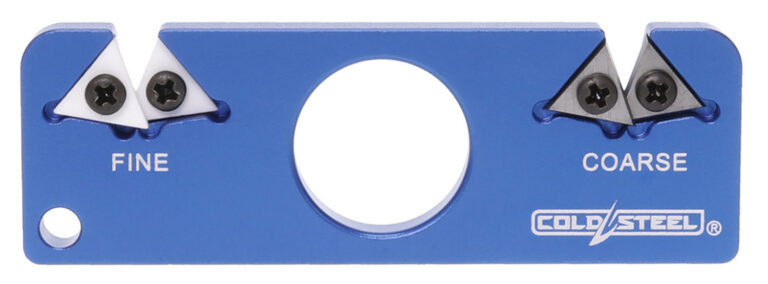 Cold Steel CSKS21CC Dual Edge Pocket Knife Sharpener Blue Aluminum, Carbide/Ceramic Sharpener, Coarse/Fine Blue Cold Steel CSKS21CC Dual Edge Pocket Knife Sharpener Blue Aluminum, Carbide/Ceramic Sharpener, Coarse/Fine Blue