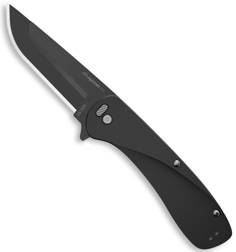 Outdoor Edge VX130B Razor VX1 EDC 3″ Folding Plain Black Oxide 420J2 SS Blade, Black Anodized Aluminum Handle Outdoor Edge VX130B Razor VX1 EDC 3″ Folding Plain Black Oxide 420J2 SS Blade, Black Anodized Aluminum Handle