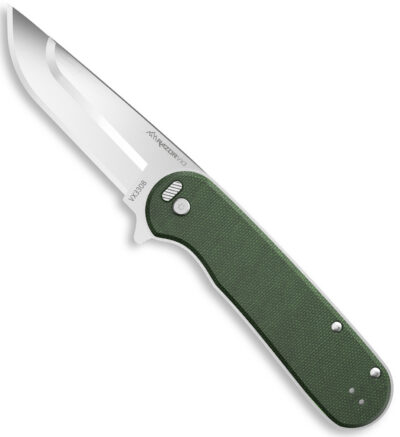 Outdoor Edge VX330B Razor VX3 EDC 3″ Folding Drop Point Plain Satin 420J2 SS Blade, Green Micarta Handle