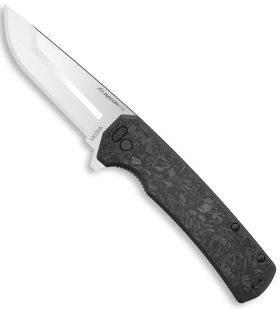 Outdoor Edge VX530A Razor VX5 EDC 3″ Folding Plain Satin 420J2 SS Blade, Black Carbon Fiber/G10 Handle