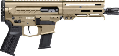 CMMG 45A4C0FCT Dissent MKG 45 ACP 13+1 6.50″ Black Nitride Medium Taper Threaded Barrel, CMMG 5.5″ M-LOK Handguards, Coyote Tan Cerakote Aluminum Picatinny Rail Receiver, CMMG Zeroed Grips