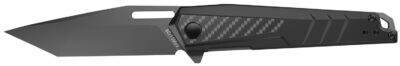 Real Avid AVRAV6 RAV-6  3.40″ Folding Tanto Plain Titanium 8Cr13MoV SS Blade, Black Textured Aluminum/Carbon Fiber Handle, Clamshell Pkg