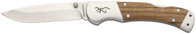 Browning 3220533 Sage Creek  Large 3.50″ Folding Drop Point Plain Satin 9Cr18MoV SS Blade, Brown Zebra Wood Handle