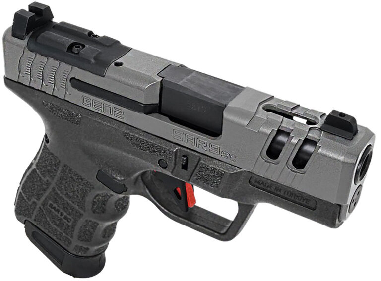 SAR USA SAR9SCG2PT SAR9 SC Gen2 Sub-Compact Frame 9mm Luger 15+1 3.30″ Black Steel Barrel, Platinum Cerakote Steel Optic Ready/Ported/Serrated Slide, Black Polymer Frame, Black Polymer Grip