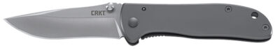 CRKT 6450S Drifter  EDC 2.88″ Folding Drop Point Plain Satin 8Cr14MoV SS Blade, Silver Stainless Steel Handle