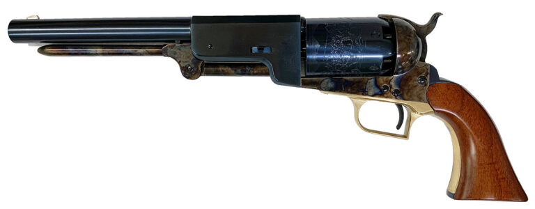 Cimarron CA020C00 1847 Walker Dragoon US 44 6 Shot 9″ Blued Steel Barrel Blued Engraved Cylinder Color Case Hardened Steel Frame Walnut Grip Exposed Hammer Cimarron CA020C00 1847 Walker Dragoon US 44 6 Shot 9″ Blued Steel Barrel Blued Engraved Cylinder Color Case Hardened Steel Frame Walnut Grip Exposed Hammer