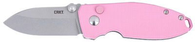 CRKT 2474P SQUID  EDC 2.27″ Folding Plain Stonewashed D2 Steel Blade, Pink G10 Handle