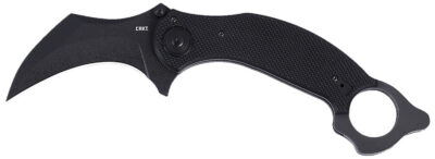 CRKT 2635 DU Hoc Deadbolt 3.62″ Fixed Karambit Plain Black Powder Coated D2 Steel Blade, Black G10 Handle