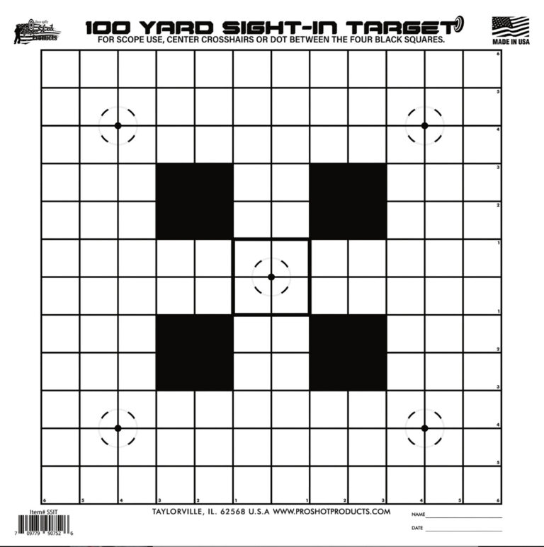 Pro-Shot SSIT12PK  Sight-In Hanging Heavy Paper 100yds 14″ x 14″ Black/White 12 Pack