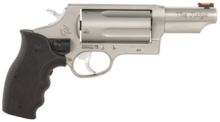Taurus 2-441039MAGVL Judge w/Laser Compact 45 Colt (Long Colt)/410 Bore 3″ Chamber 5rd 3″ Stainless Steel Barrel, Cylinder & Frame, Viridian Laser, Transfer Bar Safety
