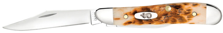 Case 00045 Peanut 2.10″/1.53″ Folding Clip Point/Pen Plain Mirror Polished Tru-Sharp SS Blade, Peach Seed Jigged Amber Jigged Bone Handle Case 00045 Peanut 2.10″/1.53″ Folding Clip Point/Pen Plain Mirror Polished Tru-Sharp SS Blade, Peach Seed Jigged Amber Jigged Bone Handle