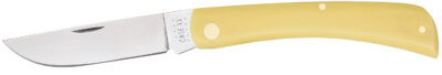 Case 00038 Sod Buster  Folding Skinner Plain Tumble Polish Carbon Steel Blade/Smooth Yellow Synthetic Handle