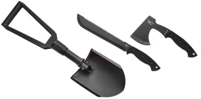 Browning 3220582B Camp Combo Machete, Hatchet & Shovel w/Black Polymer Handle