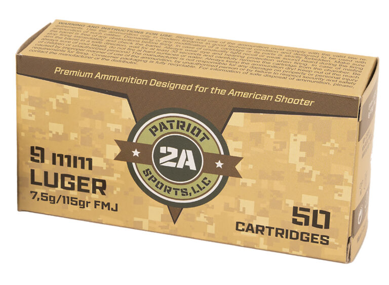 Patriot Sports 9mm 115gr FMJ Brass case 50/RD