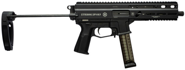 Grand Power 197892004855 SP10A3 Stribog 10mm Auto 20+1 8″ Black Threaded Barrel, Black Aluminum Picatinny Rail Receiver, Black Polymer PDW Tailhook Brace, Black Polymer Grip, Thread Protector