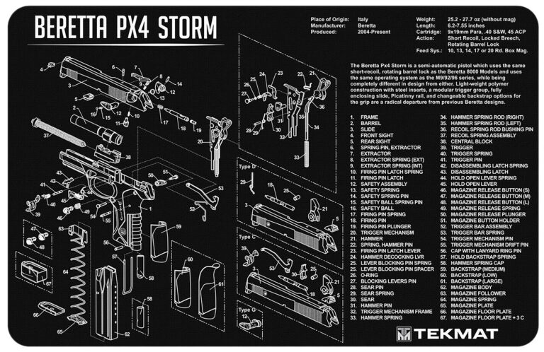BECK TEK, LLC (TEKMAT) TEKR17BERPX4 Beretta PX4 Storm Handgun cleaning mat 11″x BECK TEK, LLC (TEKMAT) TEKR17BERPX4 Beretta PX4 Storm Handgun cleaning mat 11″x